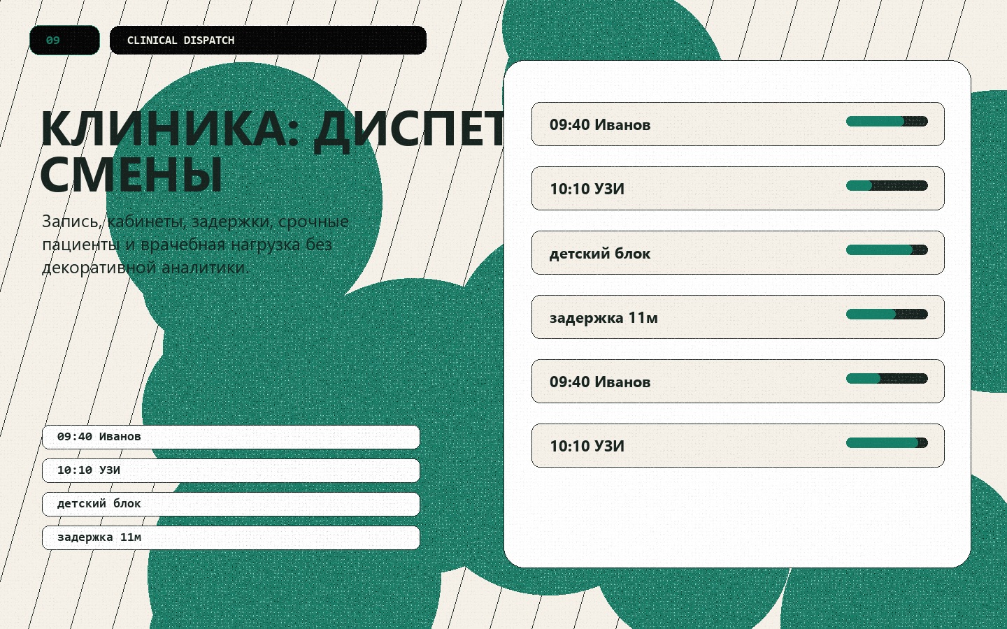 Клиника: диспетчер смены