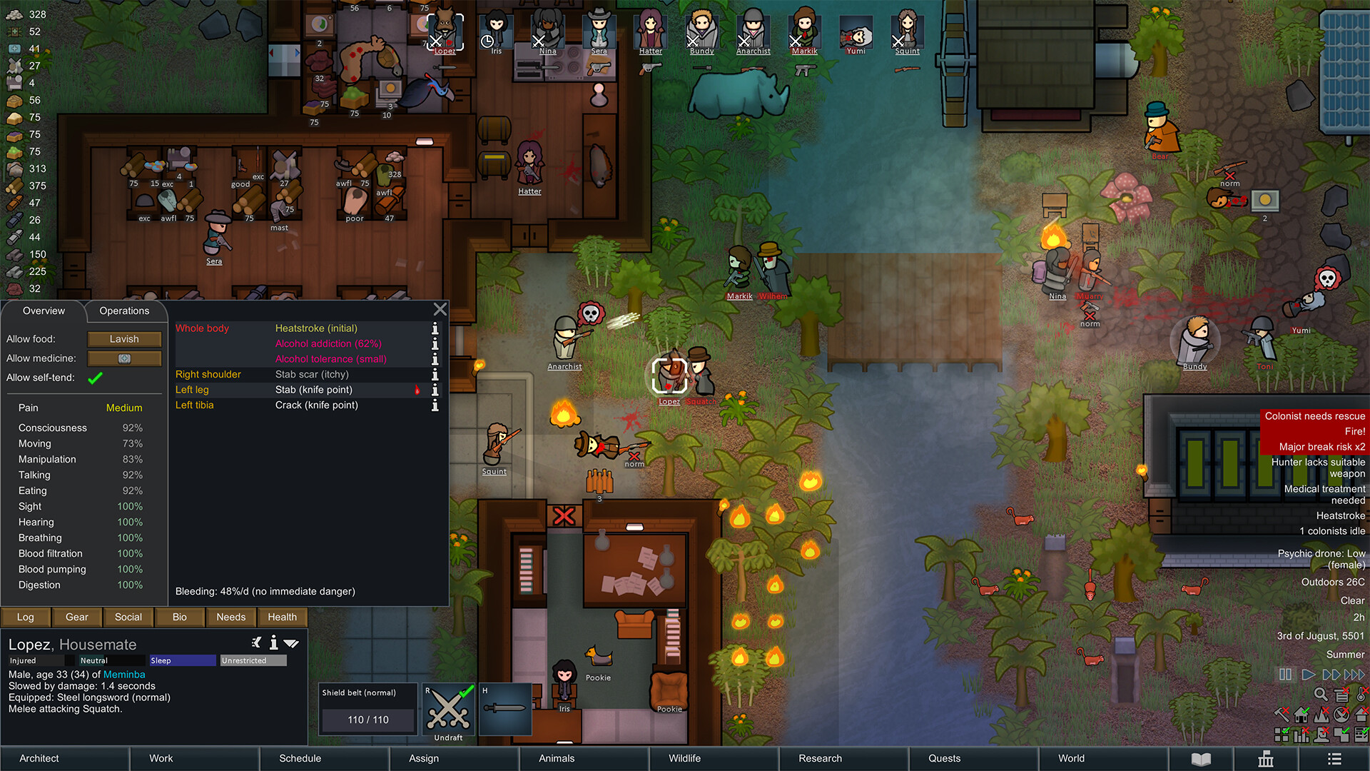 RimWorld colony UI
